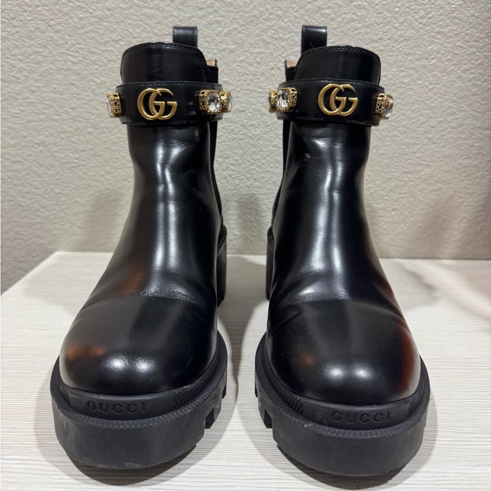 Gucci Women's Trip Embellished Block Heel Chelsea Boots